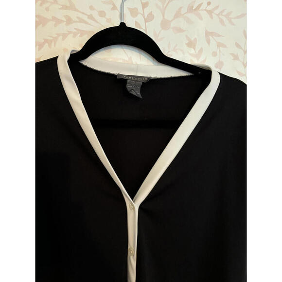 Van Heusen Women's Black Blouse with White Trim - Size XL - Picture 5 of 8
